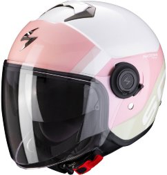 Мотошлем Scorpion Exo City Sympa, цвет Белый/Розовый/Зеленый