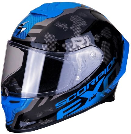 Мотошлем Scorpion Exo-R1 AIR OGI, цвет Антрацит/Серебристый/Синий