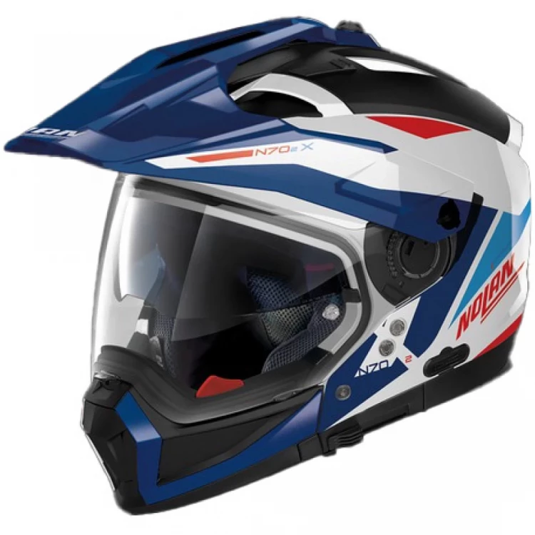 Nolan N70 2 X Stunner N com 053 Metal White Blue Red Metal Cayman Blue