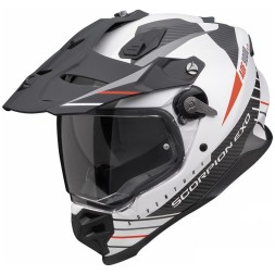 Мотошлем Scorpion Exo ADF-9000 Air Feat, цвет Белый Матовый/Черный/Красный