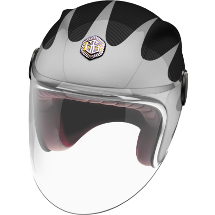 Мотошлем Guang Jet Speedrun V.2 (Silver &amp; Carbon)