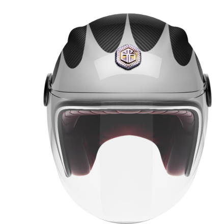 Мотошлем Guang Jet Speedrun V.2 (Silver &amp; Carbon)