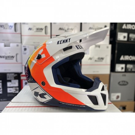 Мотошлем Kenny Performance White Navy Orange