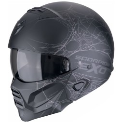 Мотошлем Scorpion Exo Combat II Spiderweb, цвет Черный Матовый/Серебристый